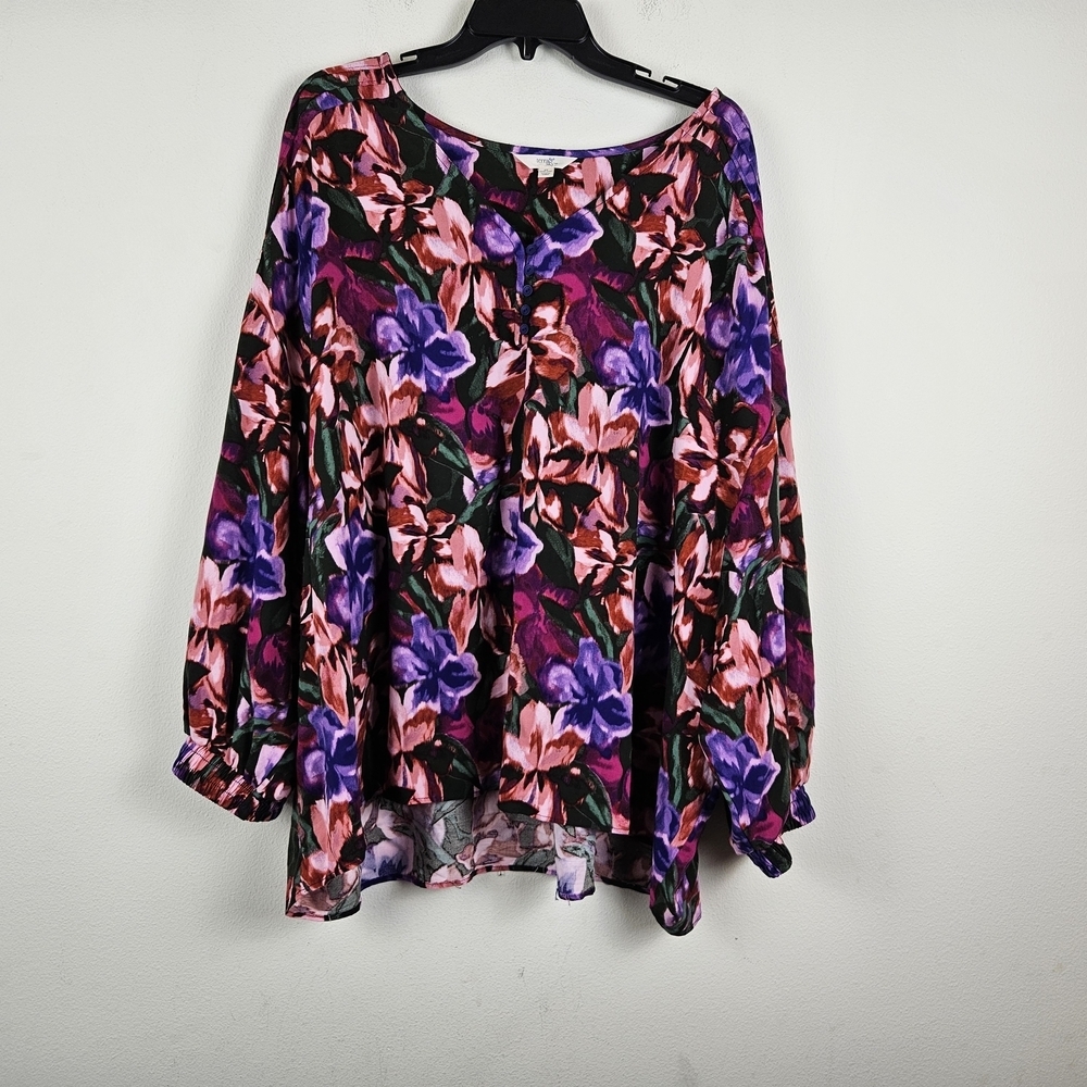 Terra & Sky Floral Swing Top Size 2X